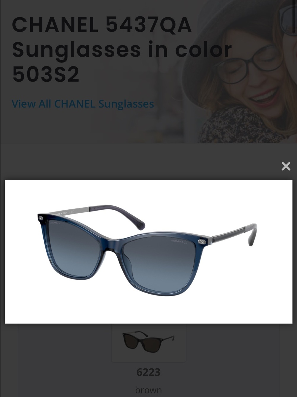 CHANEL Navy Blue Gradient Cat-Eye Sunglasses